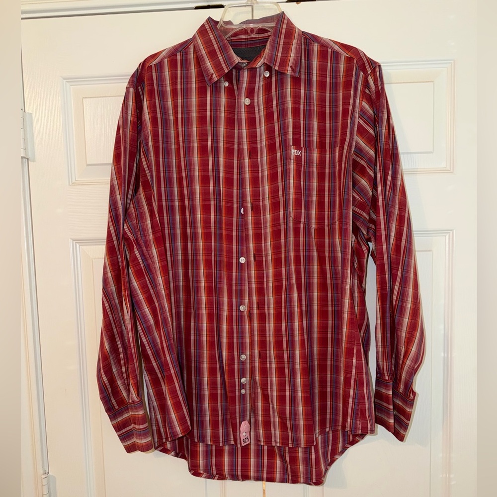 Men's Wrangler 20X Red Plaid Button-Down Shirt